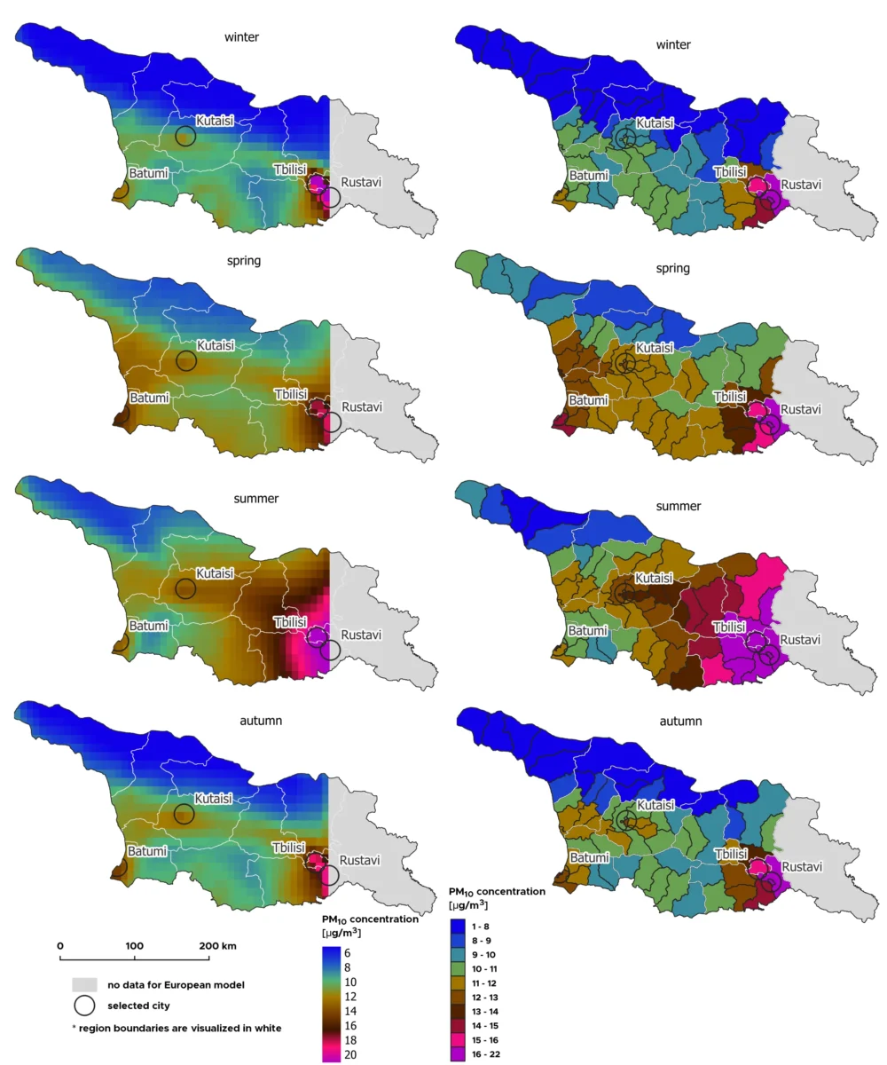 Seasonality of air pollution in Georgia map
